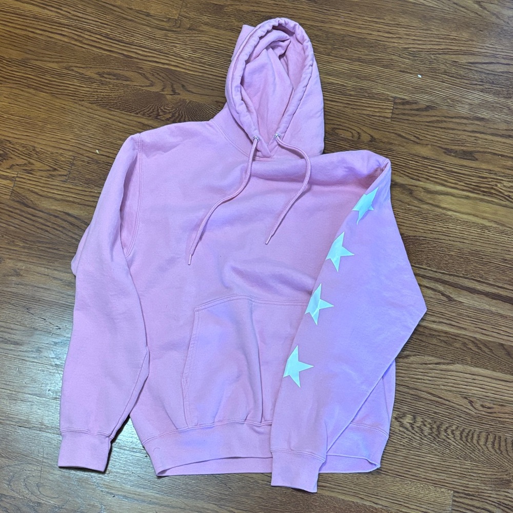 Port and Company Pink Hoodie with White Stars